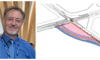 Cllr Neil Shailer (left), vice-chair of the Highways and Transport Committee at Cambridgeshire County Council, said: ‘We’re committed to delivering better, safer, and more sustainable journeys across our county for all road users’, RIGHT: sketch of improvements