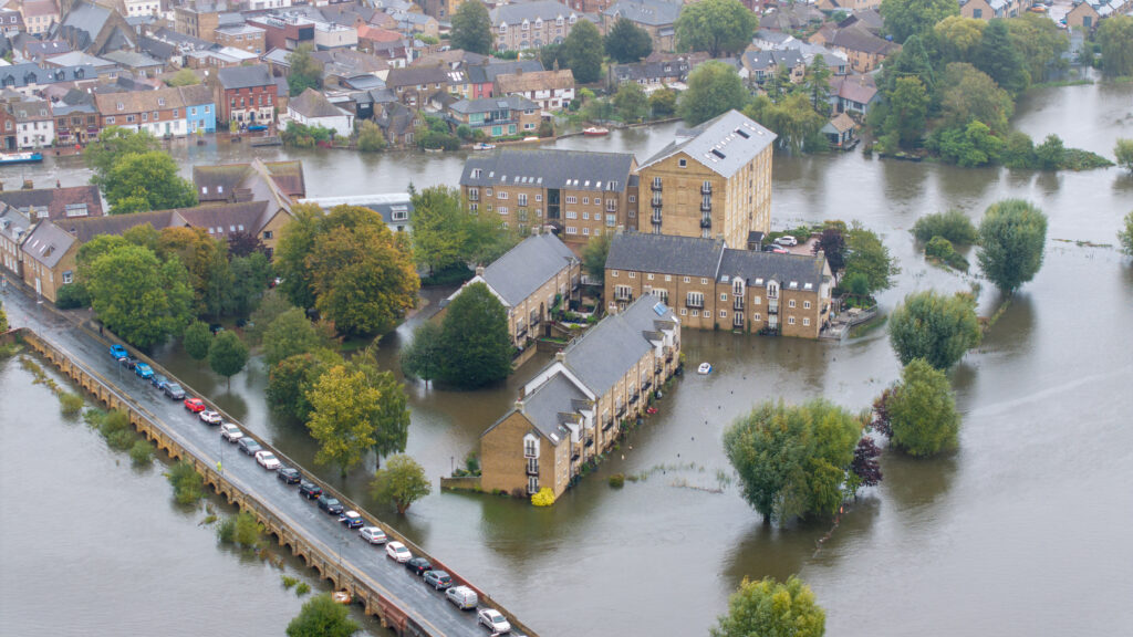 Picture dated October 1st shows flooding around the town of St Ives in Cambridgeshire on Tuesday afternoon. PHOTO: Bav Media 