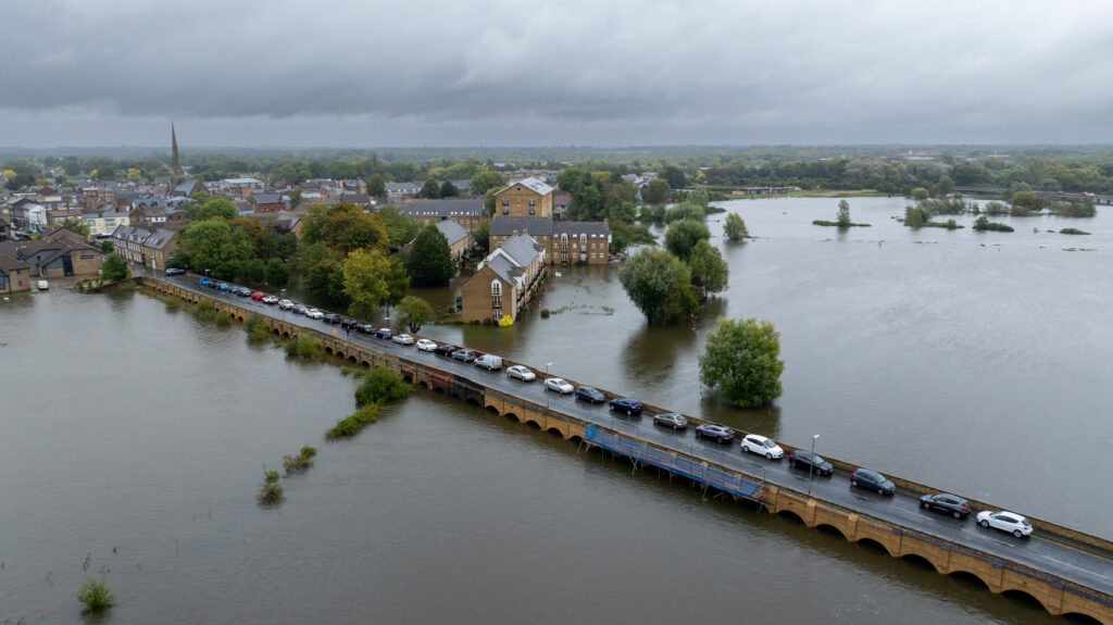 Picture dated October 1st shows flooding around the town of St Ives in Cambridgeshire on Tuesday afternoon. PHOTO: Bav Media 