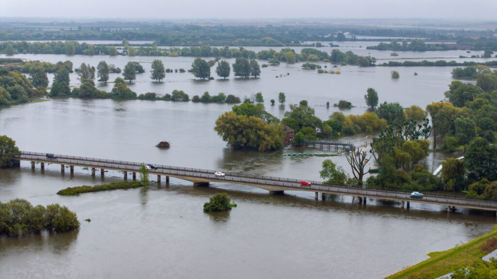 Picture dated October 1st shows flooding around the town of St Ives in Cambridgeshire on Tuesday afternoon. PHOTO: Bav Media 