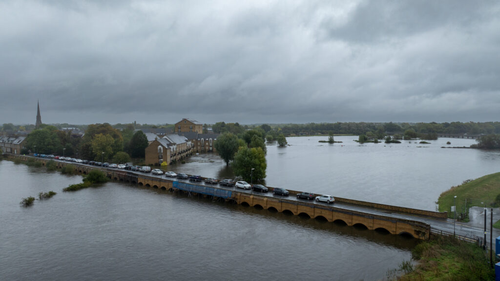 Picture dated October 1st shows flooding around the town of St Ives in Cambridgeshire on Tuesday afternoon. PHOTO: Bav Media 