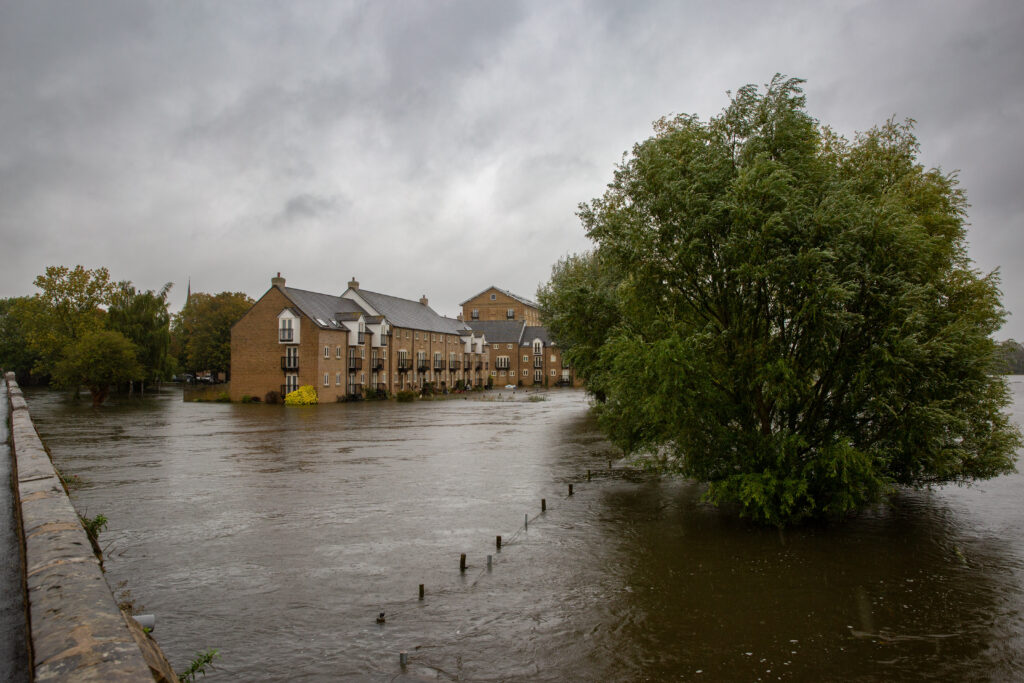 Picture dated October 1st shows flooding around the town of St Ives in Cambridgeshire on Tuesday afternoon. PHOTO: Bav Media 