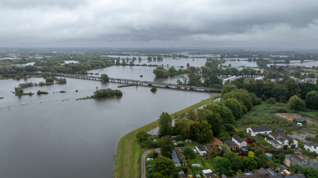 Picture dated October 1st shows flooding around the town of St Ives in Cambridgeshire after the River Great Ouse burst its banks. PHOTO: Bav Media