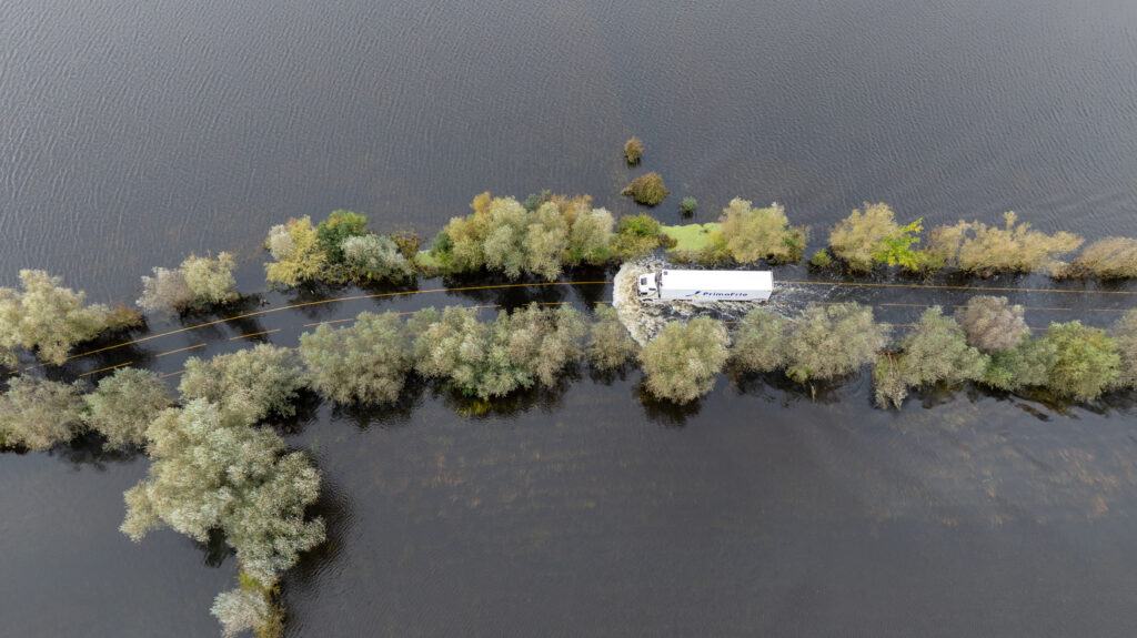 Picture dated October 10th shows the bigger you are, the better the chances of crossing the flooded A1101 in Welney on the Norfolk/Cambs border. PHOTO: Bav Media 