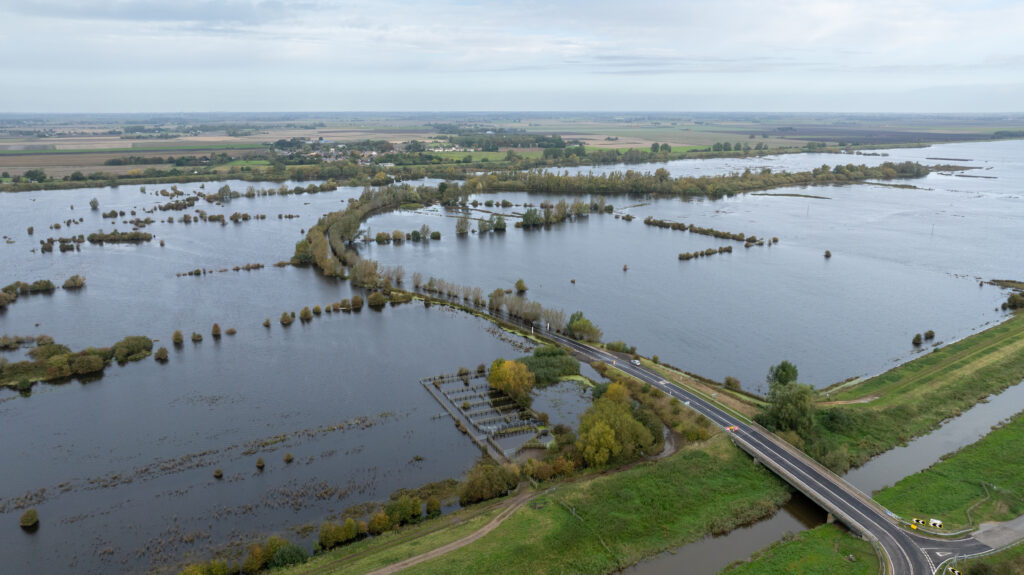 Flooded A1101 in Welney on the Norfolk/Cambs border. PHOTO: Bav Media 