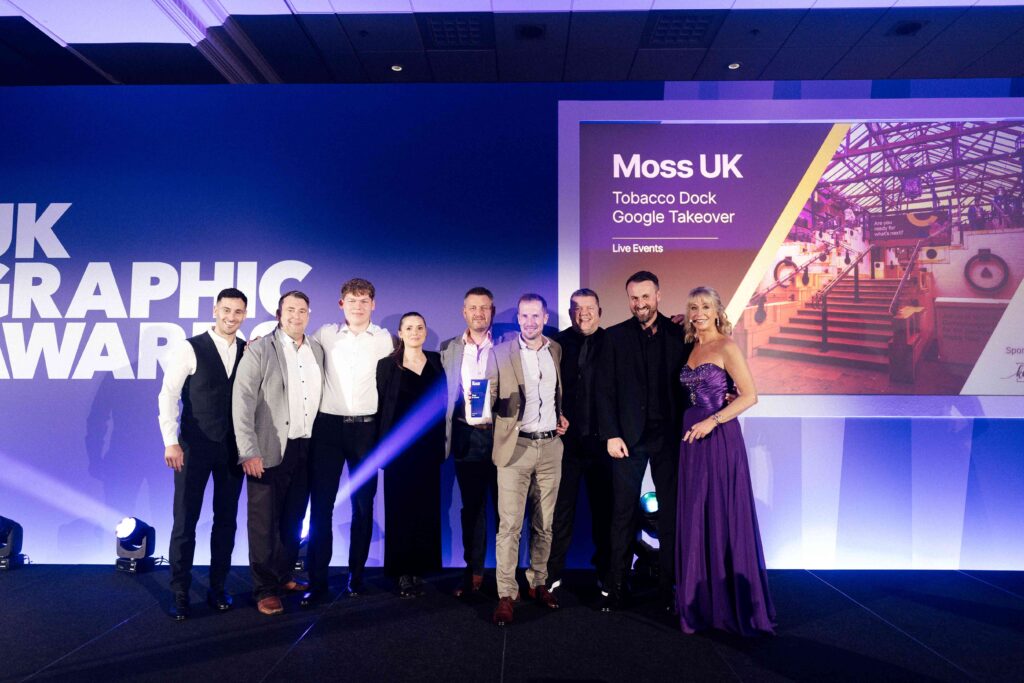 St Neots-based place maker Moss proudly walked away with three accolades at the fourth annual UK Graphic Awards, hosted at the Hilton Metropole in Birmingham