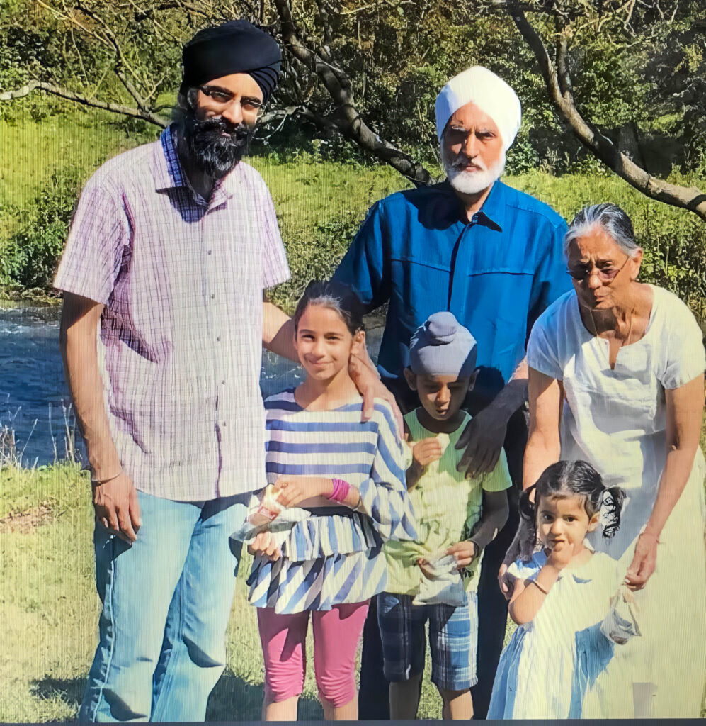 Dev and Harvi with son and 3 grandchildren in Wolverhampton