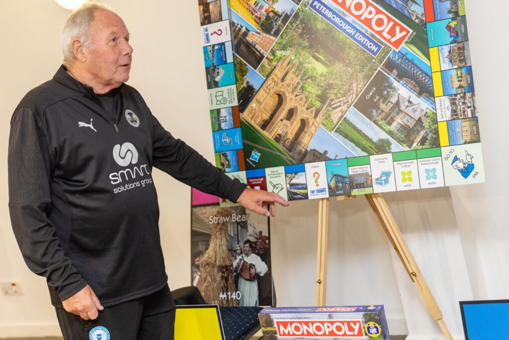 Launch of Peterborough Monopoly board game with Barry Fry, Posh director of football. The launch was at Posh stadium in London Road. PHOTO: Terry Harris 