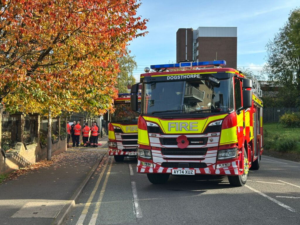 Scene in Oundle Road, Peterborough, on Wednesday morning after fire crews called to a first floor flat fire. PHOTO: Terry Harris