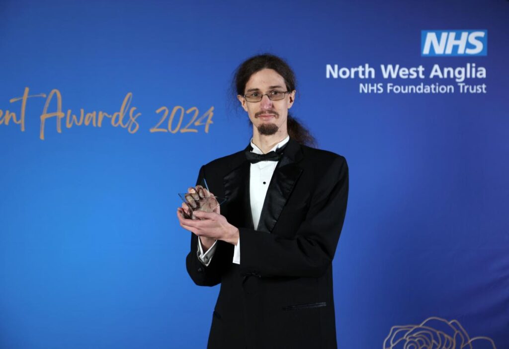 Winner Matthew Robinson, Voice & Data Specialist (IT) Hinchingbrooke Hospital.