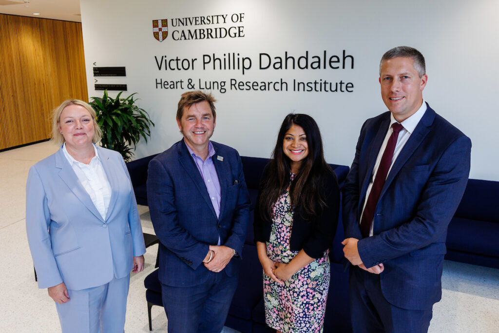 Mayor Dr Nik Johnson with from left Charlotte Summers, Director of the Victor Phillip Dahdaleh Heart and Lung Research Institute, Dr Rouchelle Sriranjan, National Institute for Health and Care Research Clinical Lecturer in Cardiology at the University of Cambridge, and Nick Kirby, Managing Director of Cambridge Biomedical Campus Ltd. Picture: Combined Authority