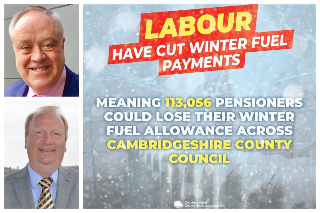 Labour group leader Cllr Richard Howitt (top left), Conservative opposition leader Steve Count (bottom left) and the Conservative campaign to prevent axing of Winter Fuel Allowance to many pensioners