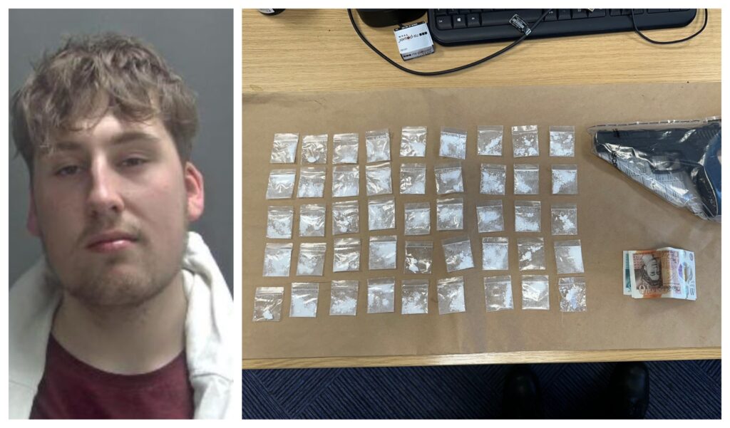 Miguel Mota, 18, was arrested and charged with possession with intent to supply cocaine after 45 individual bags of the drug and £25 cash were found in his pocket, and possession of an imitation firearm, after a BB gun was found in his backpack