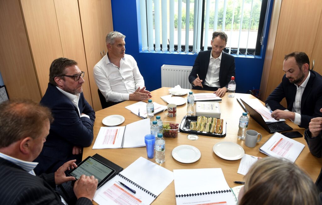 June 2019 Steve Barclay meets with the team at Mott MacDonald developing the business case for rail to keep the pressure up to deliver this scheme. Those present included then Mayor James Palmer.