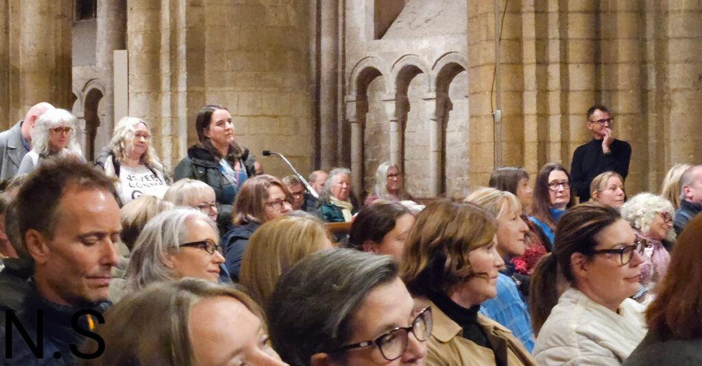 Rick Astley book signing and talk at Ely Cathedral organised by Topping and Co booksellers. Photos: Nicky Still, local published and concert mobile phone photographer.