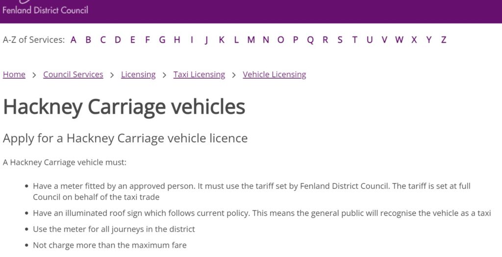 Examples offered by Fenland District Council. Please note their new 10 mile rate is the same as the 5 mile rate (a typographical/mathematical error) IMAGE: Fenland Council