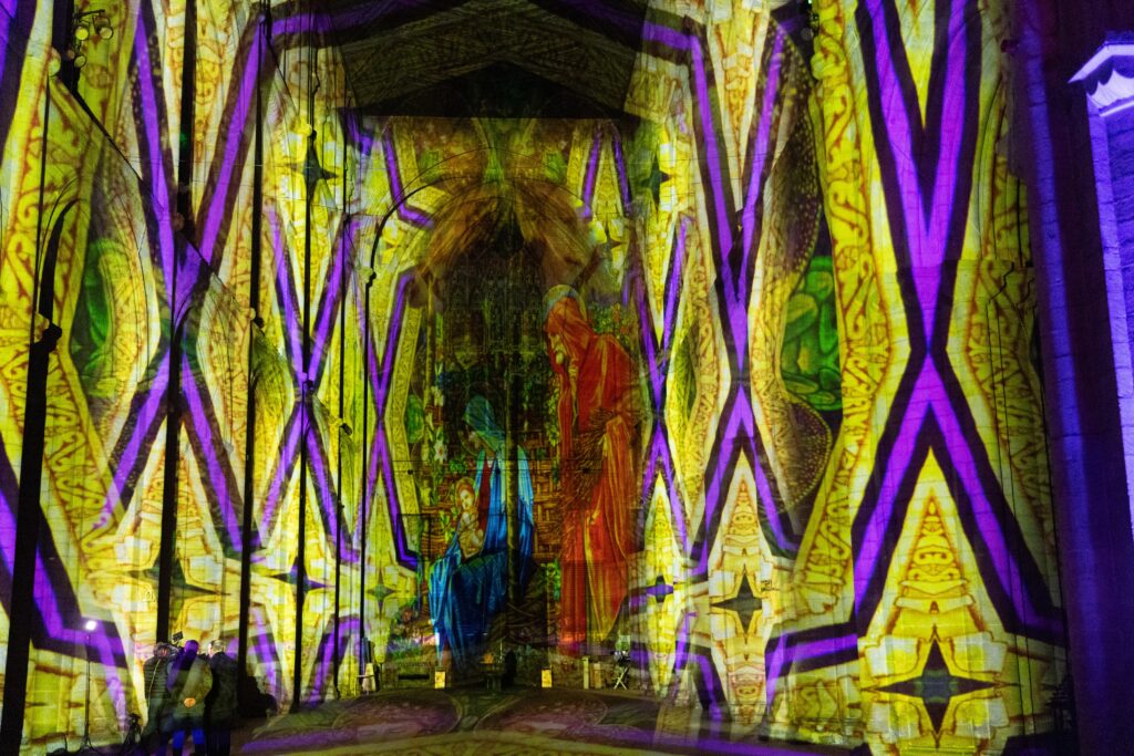 Luxmuralis is the name given to the artistic collaboration between Peter Walker sculptor and David Harper composer. The spectacular event is running at Peterborough Cathedral until November 16. Picture by Terry Harris.