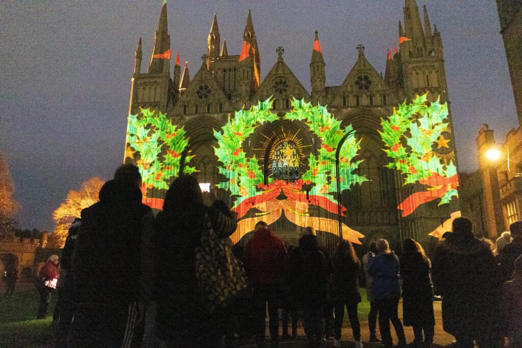 Luxmuralis is the name given to the artistic collaboration between Peter Walker sculptor and David Harper composer. The spectacular event is running at Peterborough Cathedral until November 16. Picture by Terry Harris.