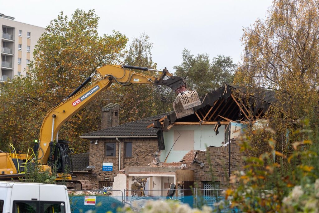 Demolition of the former city clinic in Wellington Street, Peterborough, should be complete within three weeks. Work can then start on a new community diagnostic centre expected to open late next year. PHOTO: Terry Harris 