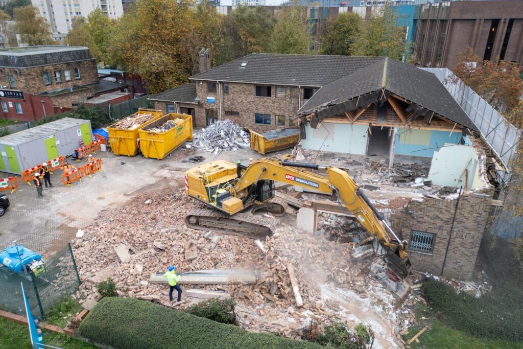 Demolition of the former city clinic in Wellington Street, Peterborough, should be complete within three weeks. Work can then start on a new community diagnostic centre expected to open late next year. PHOTO: Terry Harris 