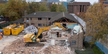 Demolition of the former city clinic in Wellington Street, Peterborough, should be complete within three weeks. Work can then start on a new community diagnostic centre expected to open late next year. PHOTO: Terry Harris