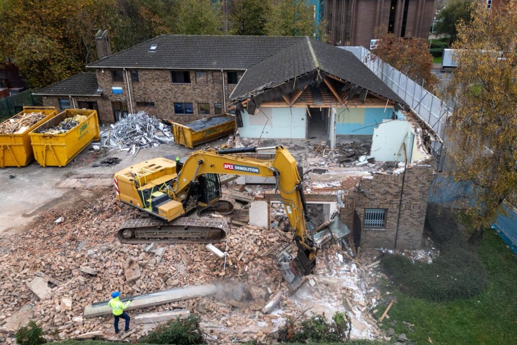 Demolition of the former city clinic in Wellington Street, Peterborough, should be complete within three weeks. Work can then start on a new community diagnostic centre expected to open late next year. PHOTO: Terry Harris 