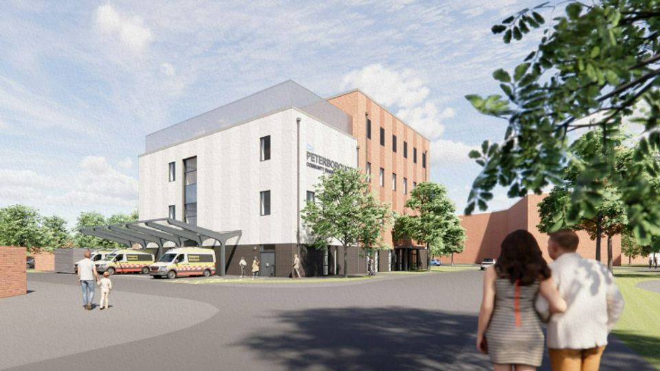 Demolition works have begun at Wellington Street site in Peterborough ahead of construction of a new Community Diagnostic Centre. Visual of new centre courtesy of NHS 