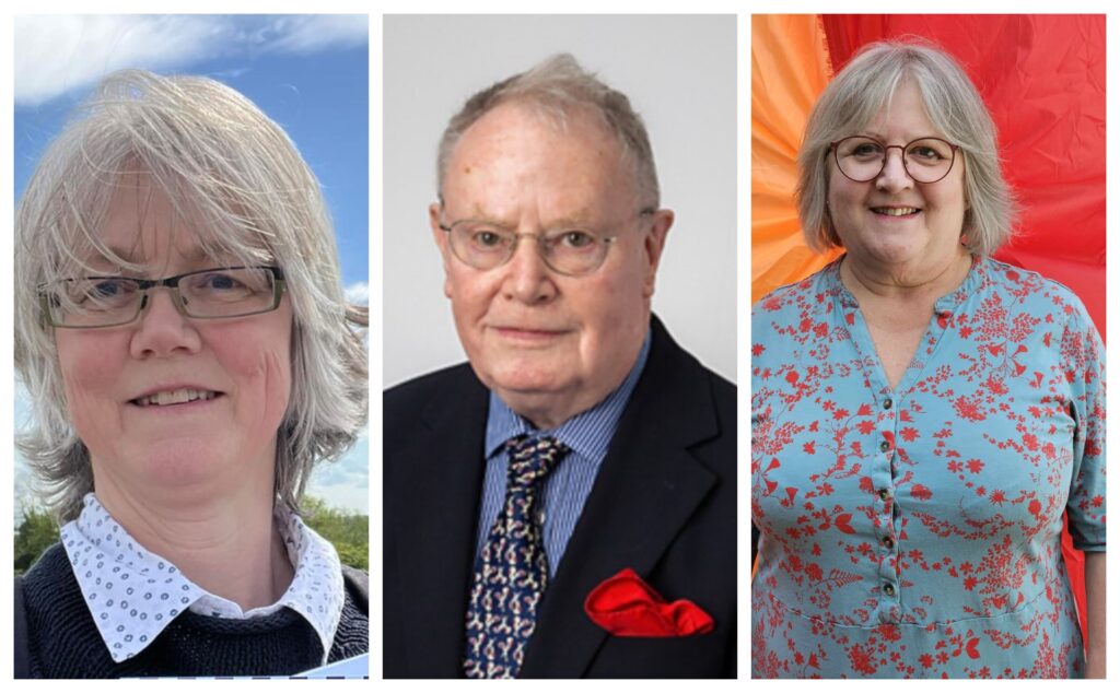 Uncertain future at East Cambridgeshire District Council. From left: Tory leader Cllr Anna Bailey, Independent James Lay and Lib Dem leader, and new Lib Dem/independent group leader Lorna Dupre