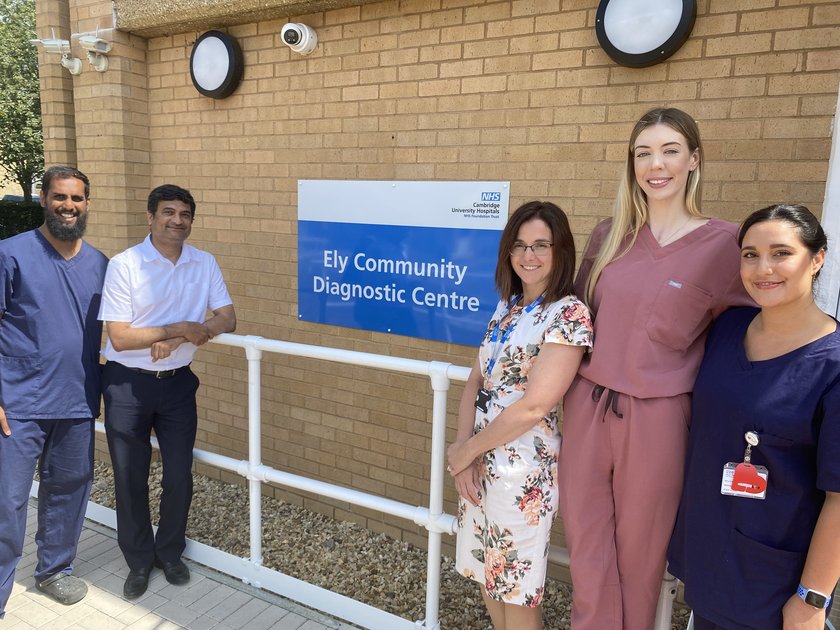 Pictured from left to right: Raalib Amode, Pharmacist; Dr Farrukh Haque, GP at St George's Medical Centre, Dr Elena Zambon, CUH Cardiologist and Katie Cox, Community Nurse for Ely Primary Care Networks