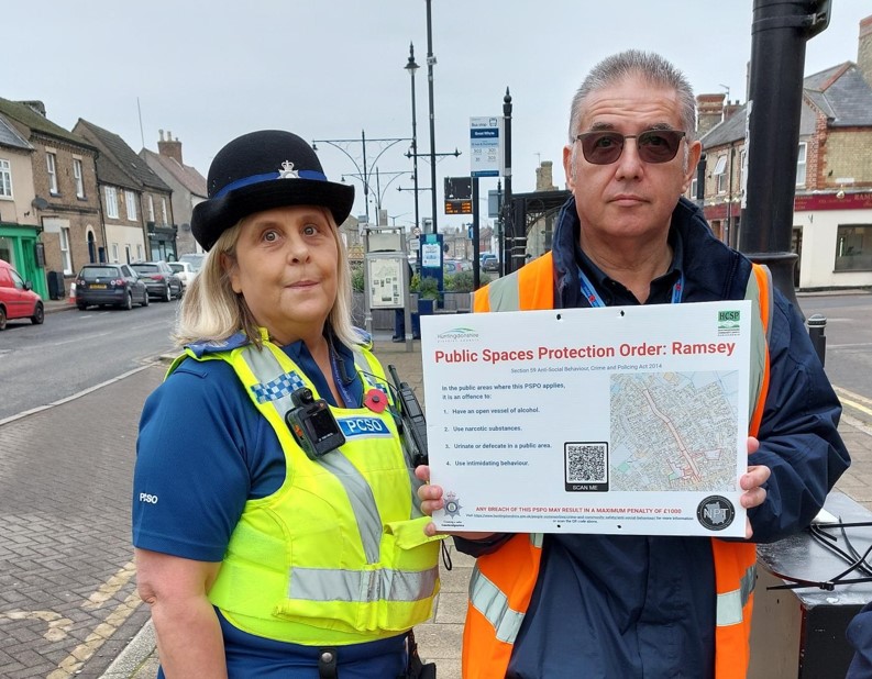 Huntingdonshire District Council, working alongside Cambridgeshire Constabulary, introduced the PSPO in Ramsey following a consultation with the community. Signs going up (above).