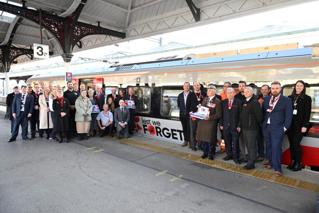 "Lest we forget" Poppy Train livery launch at Norwich station (Credit: Greater Anglia)