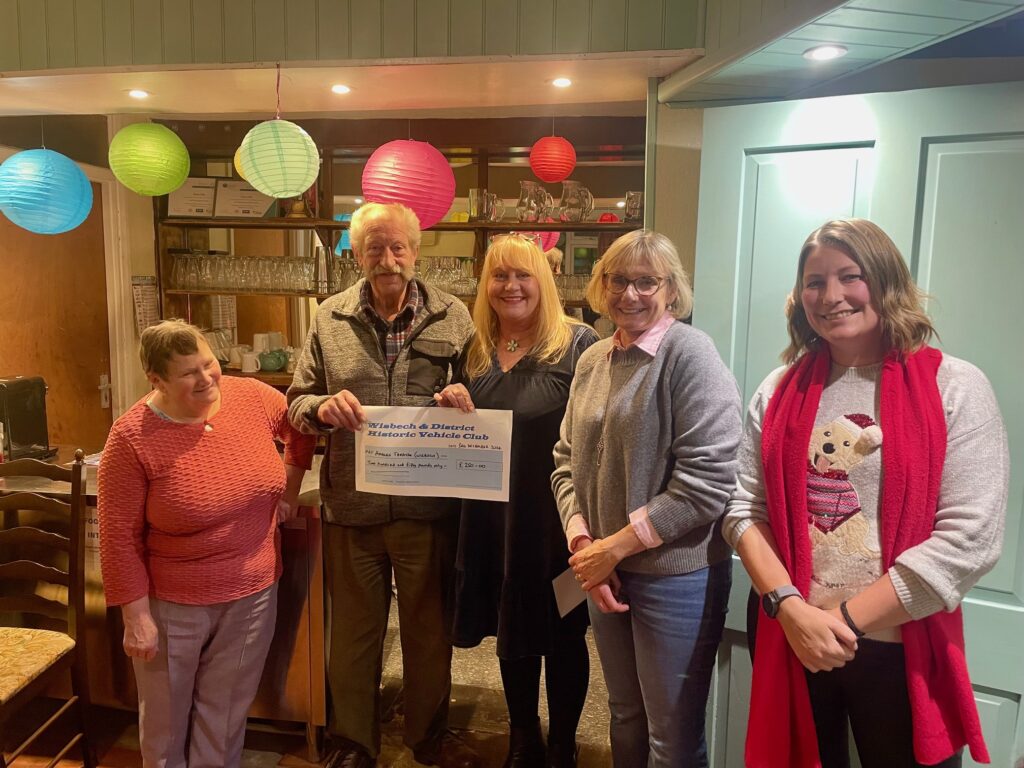 Angie and Louie from the Angle's Theatre (Wisbech receive their cheque from Club President Fred Clarke, with Club Chairman Sara Fleming and Vice-Chair Janice Willis.