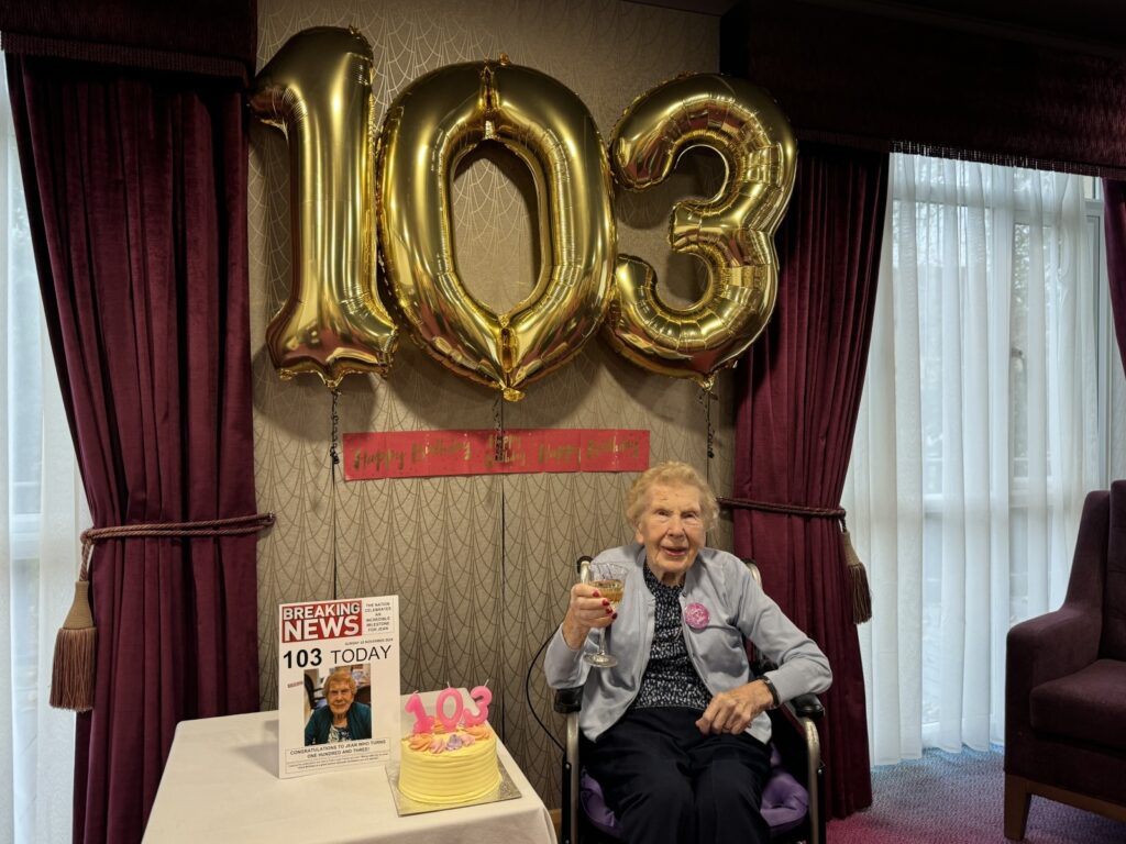 Jean Grabaskey, a former military nurse and resident at Care UK’s Field Lodge Care Home in Cambridgeshire, recently celebrated her 103rd birthday surrounded by family, her friends, and the care home team.