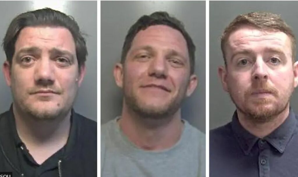 Left to right: Mark Latimer, Ashley Latimer-Basill and Robert Kenna have been jailed