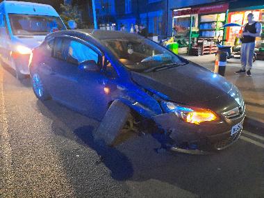 Crash aftermath after Santa Petrauskaite, 32, collided with an oncoming vehicle and cars parked nearby in Dogsthorpe Road, Dogsthorpe, on 4 November