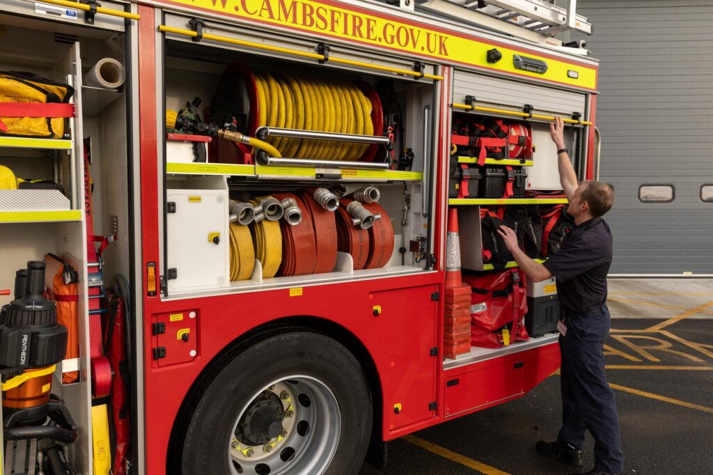 Assistant director of Cambridgeshire Fire and Rescue, Wayne Swales spoke to CambsNews at Huntingdon Fire Station where he oversaw the roll out of what has been described as a “new concept” fire appliance. Cambs Fire also explained why they are asking for a Council Tax increase. PHOTO: Terry Harris 