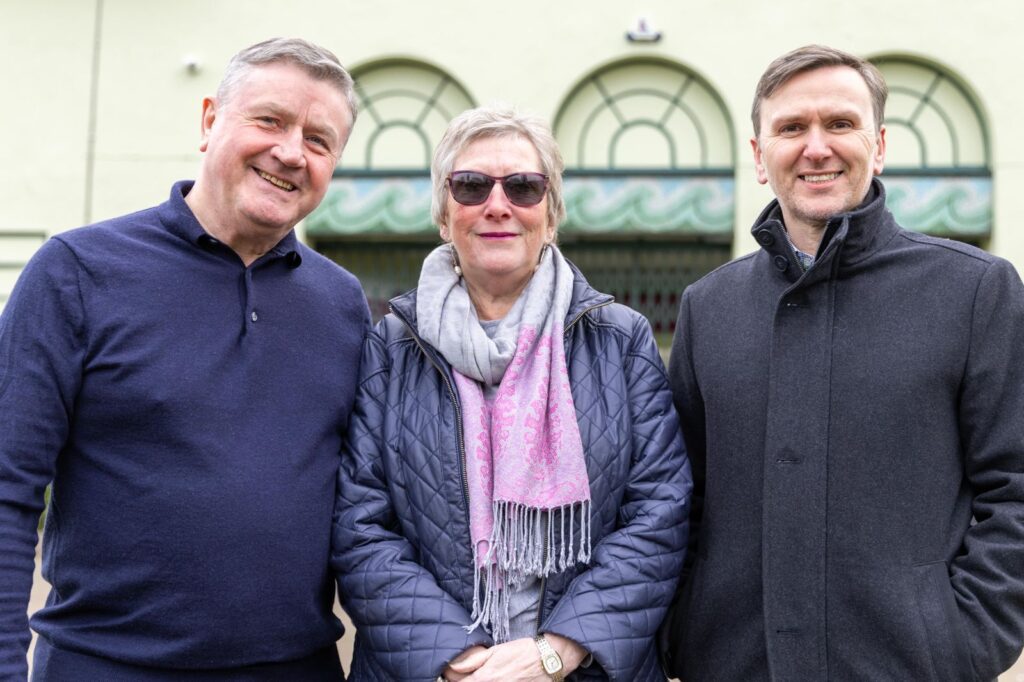 News for Peterborough and Cambridgeshire - Cllr Alison Jones, Cabinet Member for Housing and Communities (centre) with Cllr Dennis Jones, Labour leader of Peterborough City Council (left) and Labour MP Andrew Pakes today outside the Lido, Peterborough. The Lido has been saved by the Labour run council. PHOTO for CambsNews: Terry Harris