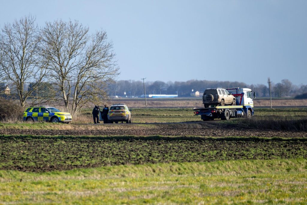 News for Peterborough and Cambridgeshire - Cambridgeshire police caught with suspected hare coursers after a police chase that began in Benwick today and concluded in March, off Lambs Hill Drove. PHOTO: Terry Harris 