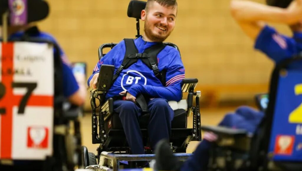 Powerchair football is an adaptable 4v4 format played indoors, primarily designed for players with conditions such as Cerebral Palsy or Muscular Dystrophy, but it is open to all wheelchair users. Image: GoFundMe