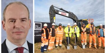 News for Peterborough and Cambridgeshire - Breaking Ground on Eddeva Park in October 2023: This Land kicks off its latest project – the Eddeva Park housing development, situated between Babraham Road and Worts' Causeway in south-east Cambridge (right) with (left) David Meek, interim CEO. PHOTO: This Land Ltd