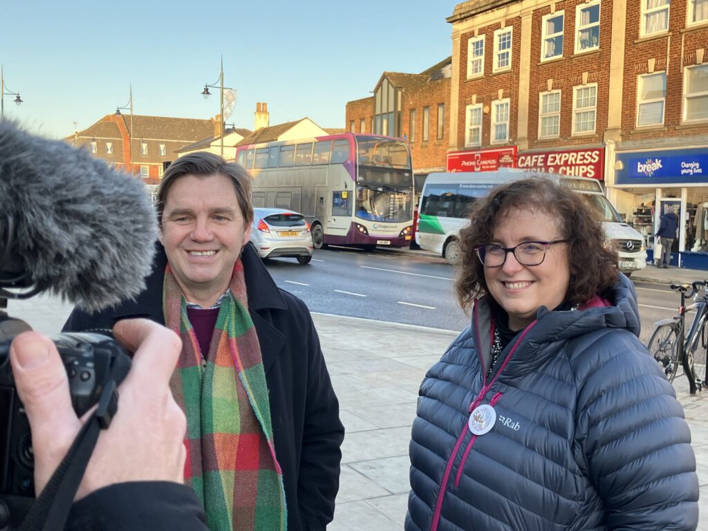 Mayor Dr Nik Johnson with his deputy Cllr Anna Smith launch the expanded ‘Tiger on Demand’ bus service in Fenland at the weekend.