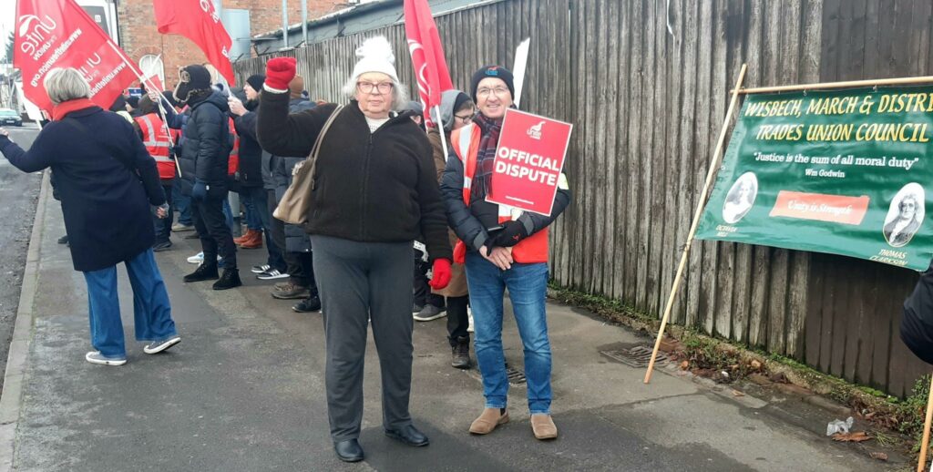 The Fenland Unite Community Facebook group says Wisbech Princes workers are on strike ‘for fair pay for the job and management promises to be honoured. Great support from the public and backing from Wisbech, March and District Trades Union Council’ 