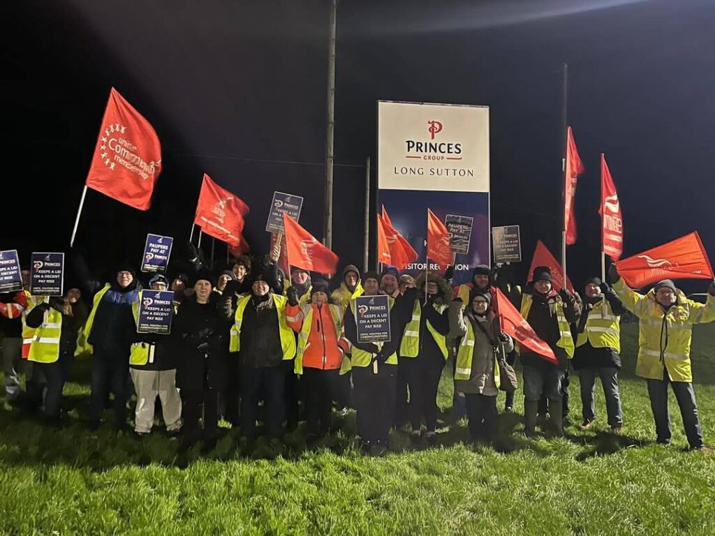 Princes workers on strike at Long Sutton