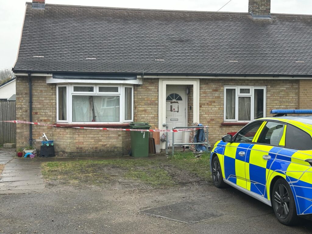 Cambridgeshire police searching for a missing woman from the village of Christchurch near March have launched a murder investigation. Above: The bungalow in Grounds Avenue, March, which has been sealed with police in attendance. PHOTO for CambsNews: Terry Harris 