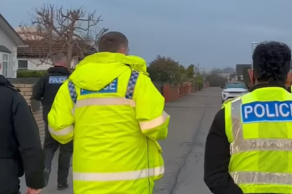 Images taken from a video posted by Cambridgeshire police of a briefing and later visits made by officers to Cambridge and Spalding hunting those responsible for the mayhem in the Fens. PHOTOS: Policing Fenland 