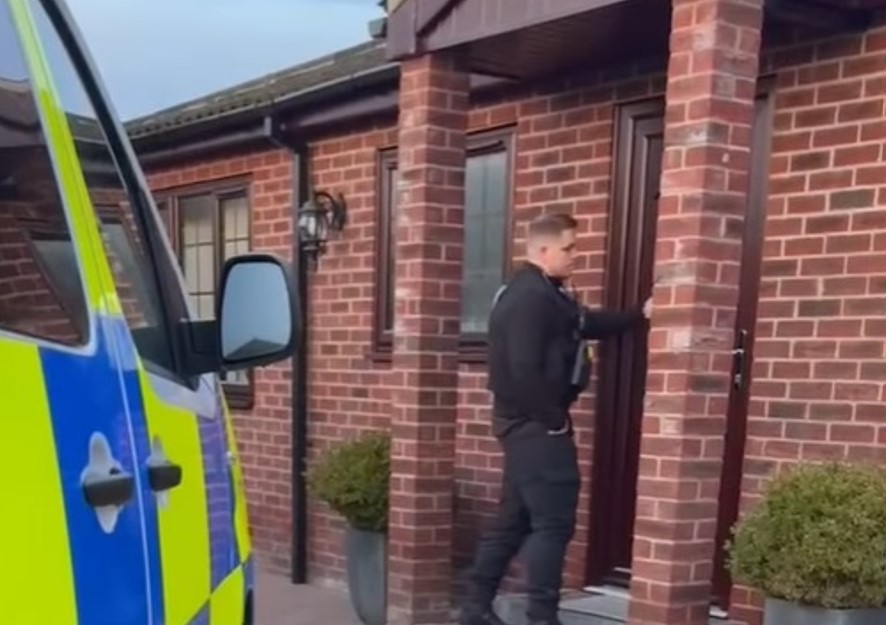 Images taken from a video posted by Cambridgeshire police of a briefing and later visits made by officers to Cambridge and Spalding hunting those responsible for the mayhem in the Fens. PHOTOS: Policing Fenland 