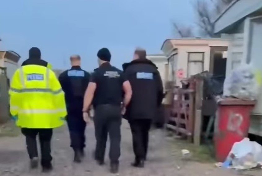 Images taken from a video posted by Cambridgeshire police of a briefing and later visits made by officers to Cambridge and Spalding hunting those responsible for the mayhem in the Fens. PHOTOS: Policing Fenland 