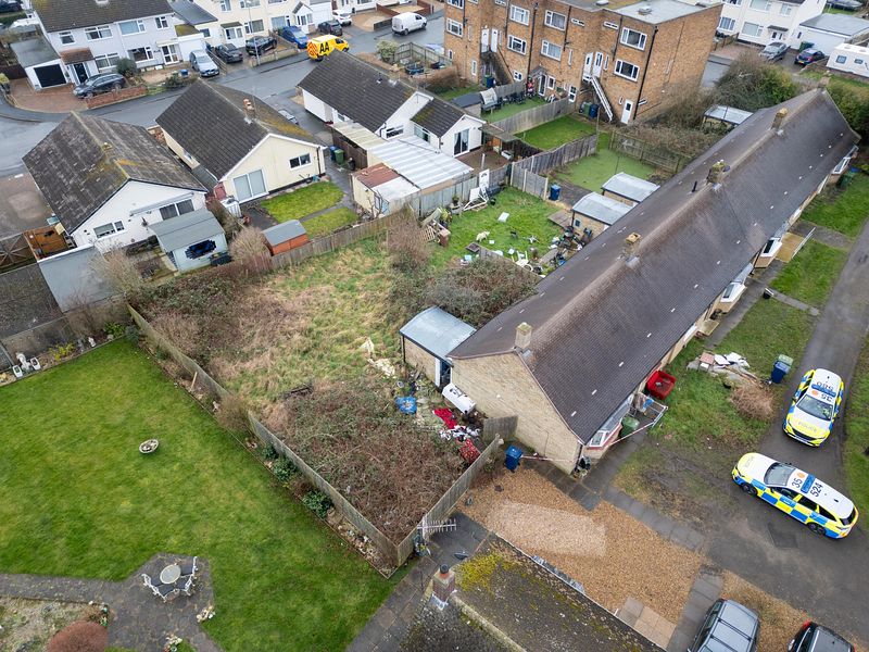 Cambridgeshire police searching for a missing woman from the village of Christchurch near March have launched a murder investigation. Above: The bungalow in Grounds Avenue, March, which has been sealed with police in attendance. PHOTO for CambsNews: Terry Harris 