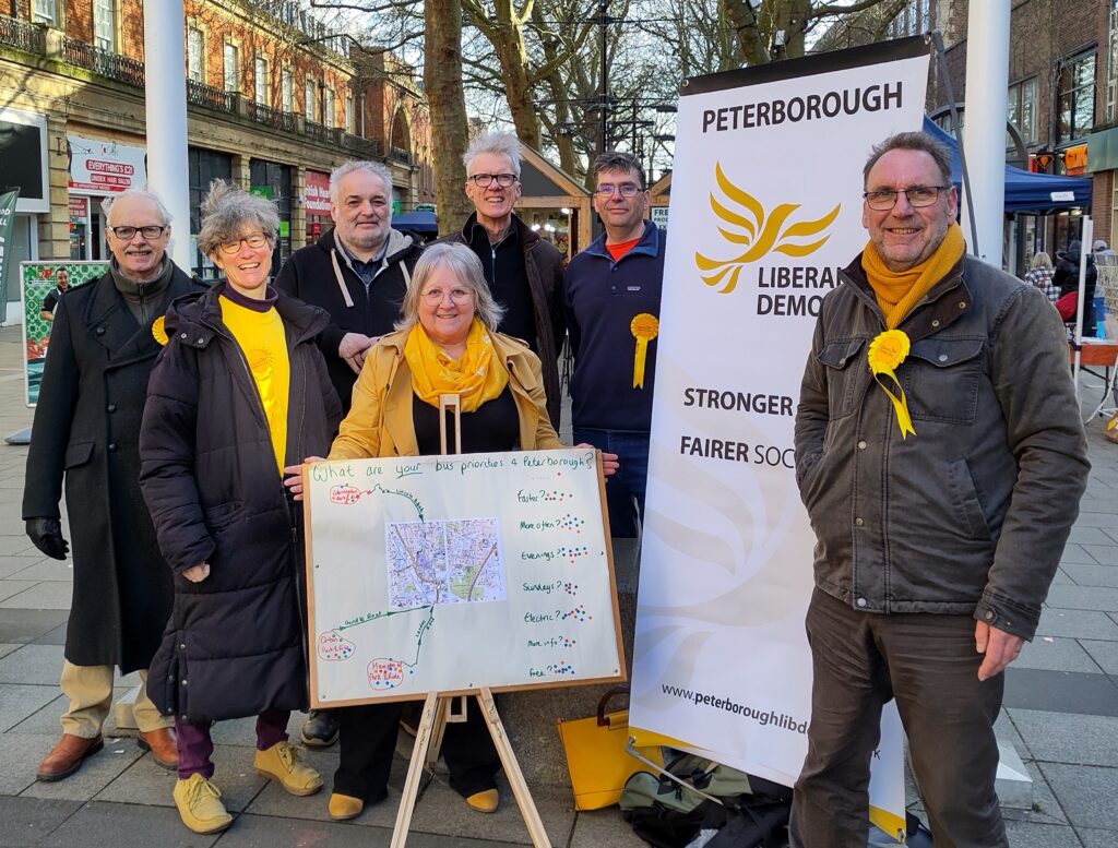 Peterborough Liberal Democrats took to the streets outside the Town Hall on Saturday together with Lib Dem Mayoral candidate, Cllr Lorna Dupre, to invite people's views on how to bring about a ‘Greener, Fairer and Better-Connected Peterborough and Cambridgeshire!’