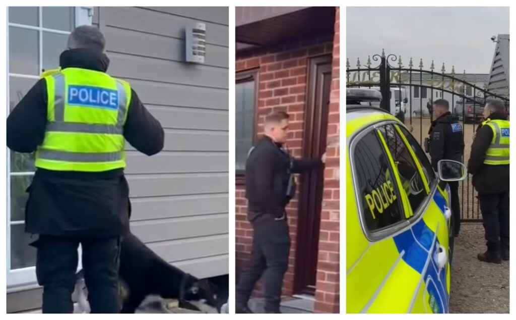 Images taken from a video posted by Cambridgeshire police of a briefing and later visits made by officers to Cambridge and Spalding hunting those responsible for the mayhem in the Fens. PHOTOS: Policing Fenland